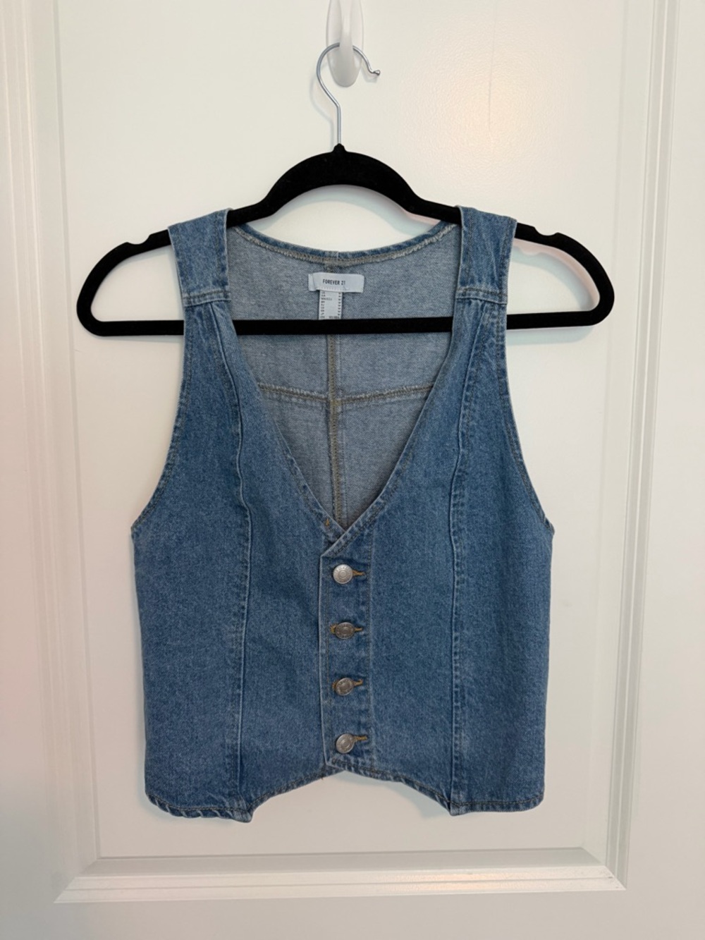 Forever 21 Light Blue Denim Button-Up Vest